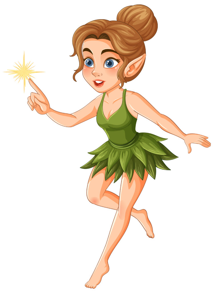 charming fairy with sparkling magic wand